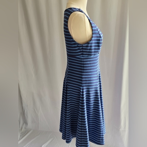 Peter Som Blue Striped Fit and Flare Sleeveless Dress Sz. 6 - Picture 5 of 11